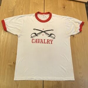 Vintage 80s 2nd Squadron 4th Cavalry Army Ringer T Shirt USA Made Soffe Shirts L